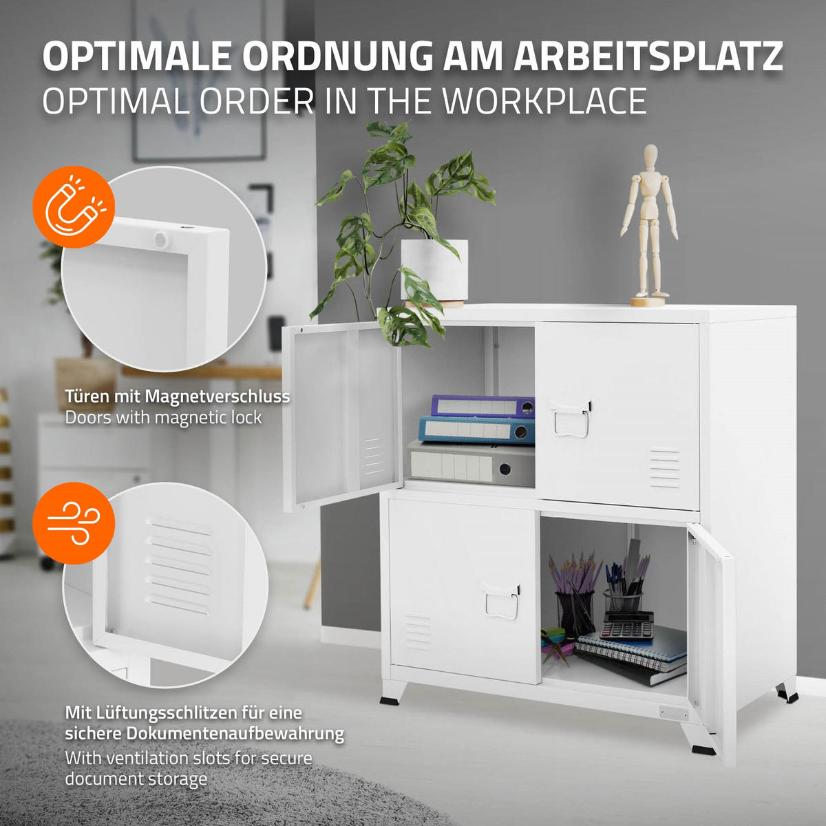 AKTENSCHRANK 75x40x80,5 cm Weiß aus Stahl - Weiß, Metall (40/80.5/75cm) - ML-DESIGN