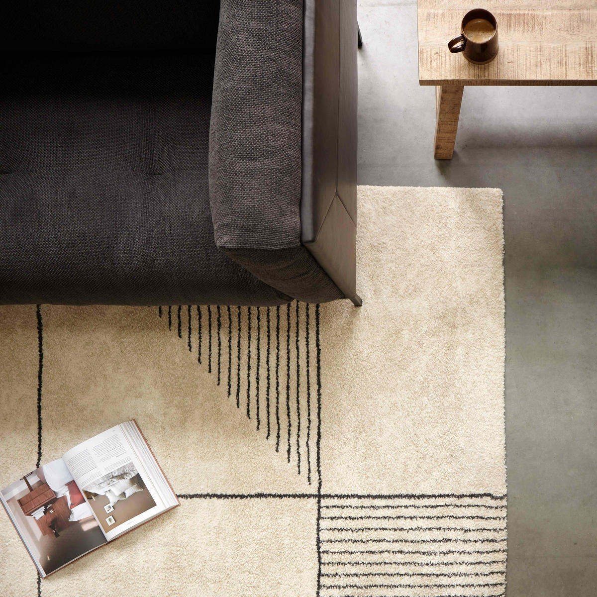TEPPICH, 200 x 290 cm, Cremefarbe - Creme, Textil (290/200cm) - Oviala