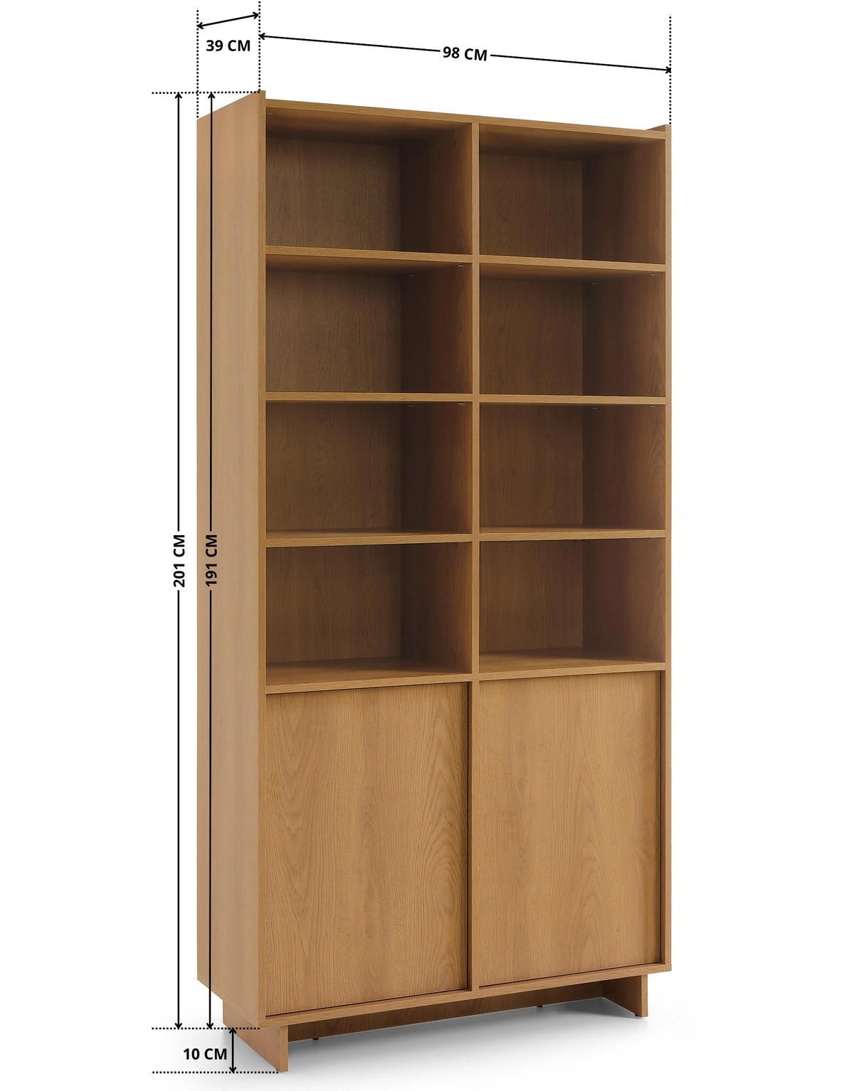 REGAL SUNA 98 cm (Karamell Eiche, Push to Open) - Eichefarben, Holz/Holzwerkstoff (98/201/39cm) - Ravio