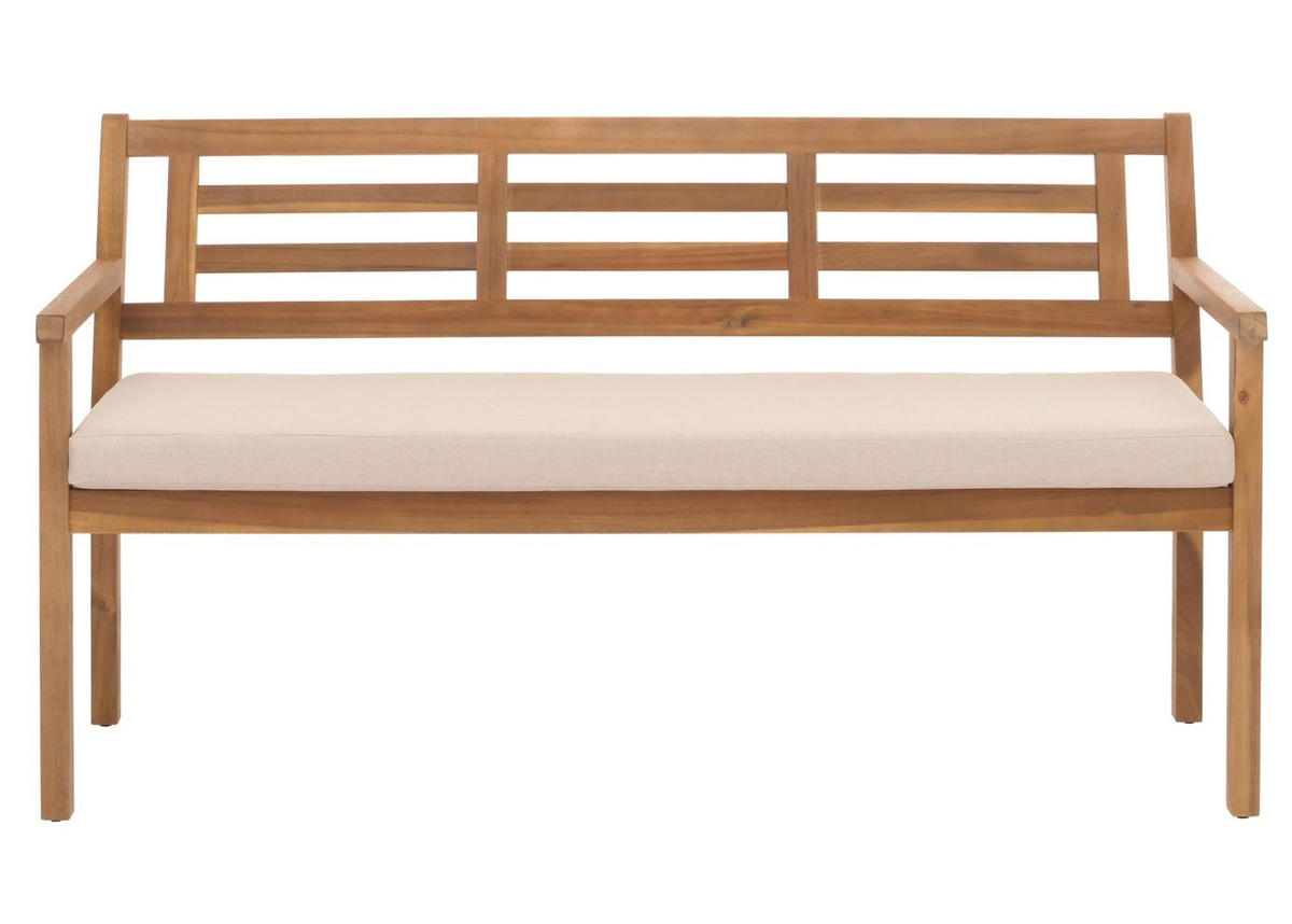 GARTENBANK 82x145x59cm Kissen Creme-Beige - Braun, Holz (145/82/59cm) - PROREGAL