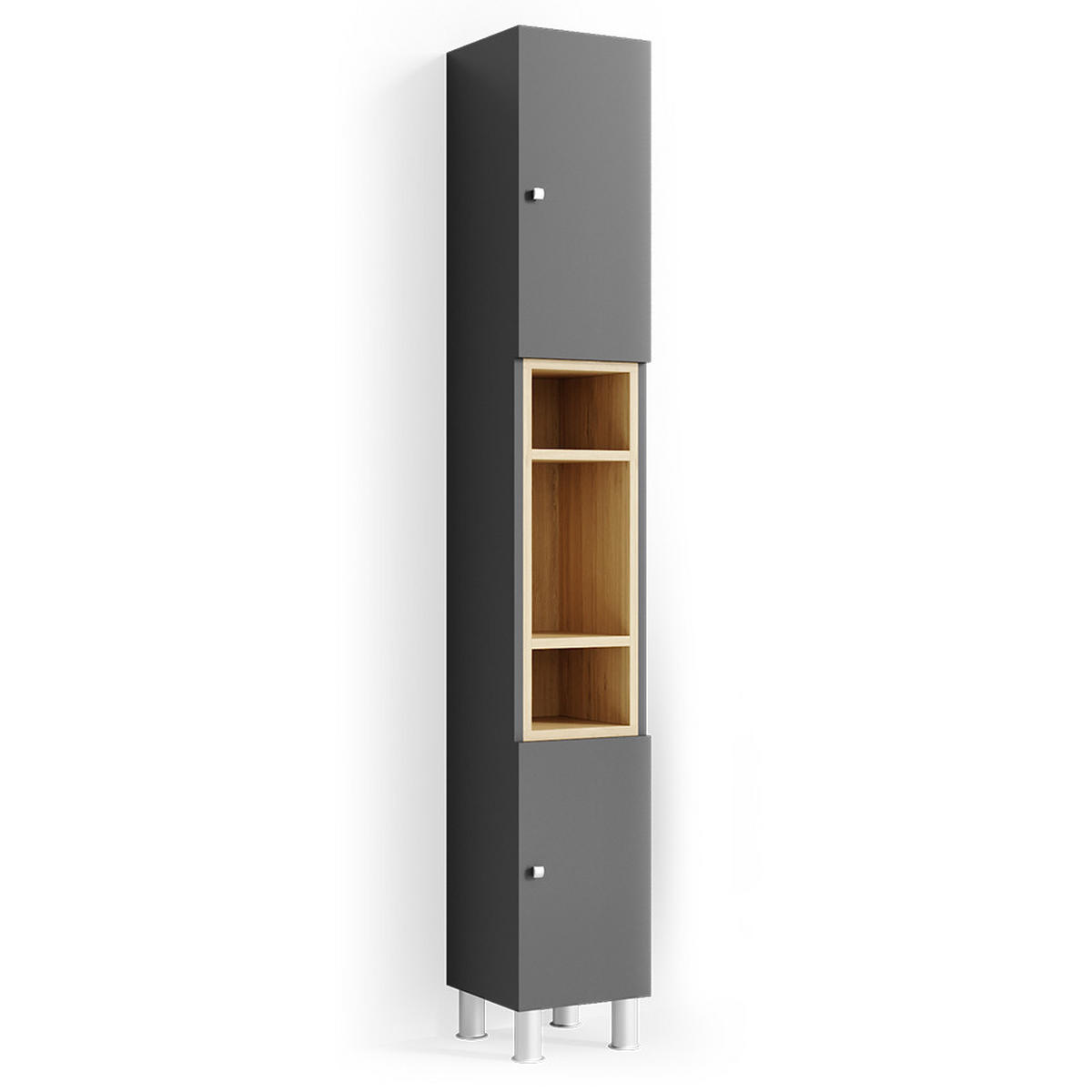 BADSCHRANK Aquis Anthrazit 30 x 190 cm - Anthrazit, Holzwerkstoff (30/190/30cm) - Vicco