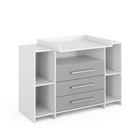 WICKELKOMMODE Oskar Weiß/Grau 143 x 100 cm XL mit Schubladen - Weiß/Grau, Holzwerkstoff (143/100/70cm) - Vicco