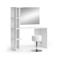 SCHMINKTISCH Tower Weiß 122.2 cm mit Spiegel und Hocker - Weiß, Holzwerkstoff (122.2/75.8/55.2cm) - Vicco