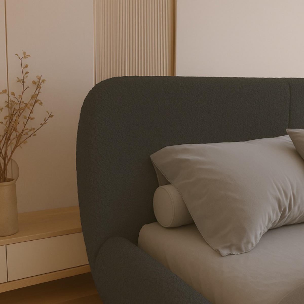 BETT Dunkelgrau ELLE Gepolstert 140x200 cm - Schwarz/Grau, Kunststoff/Textil (140/200cm) - Sepro Meble