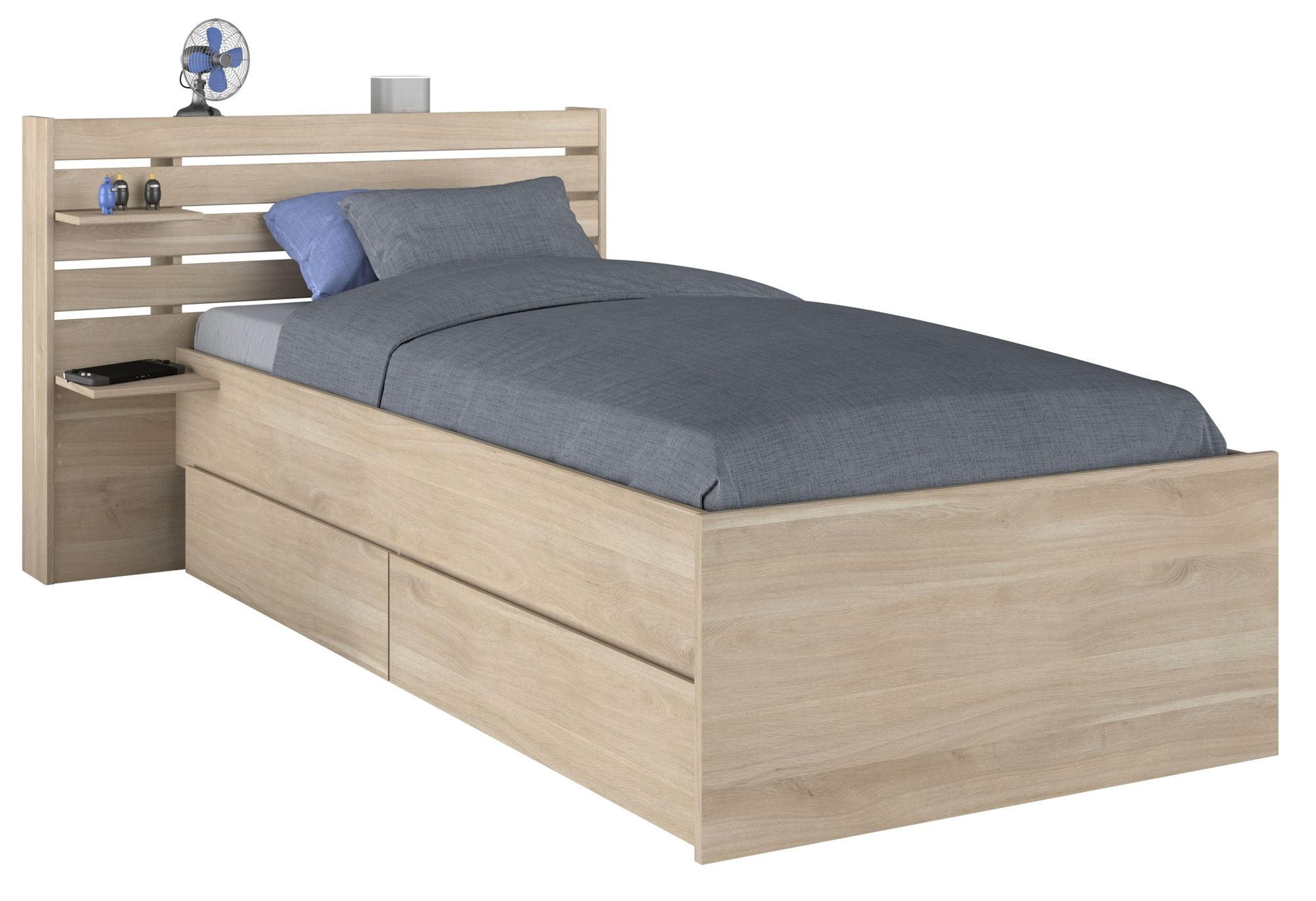 KINDERBETT Parisot Escale 90x200 Holznachbildung Japanische Eiche - Eichefarben, Kunststoff (90/200cm) - 58aufmkessel