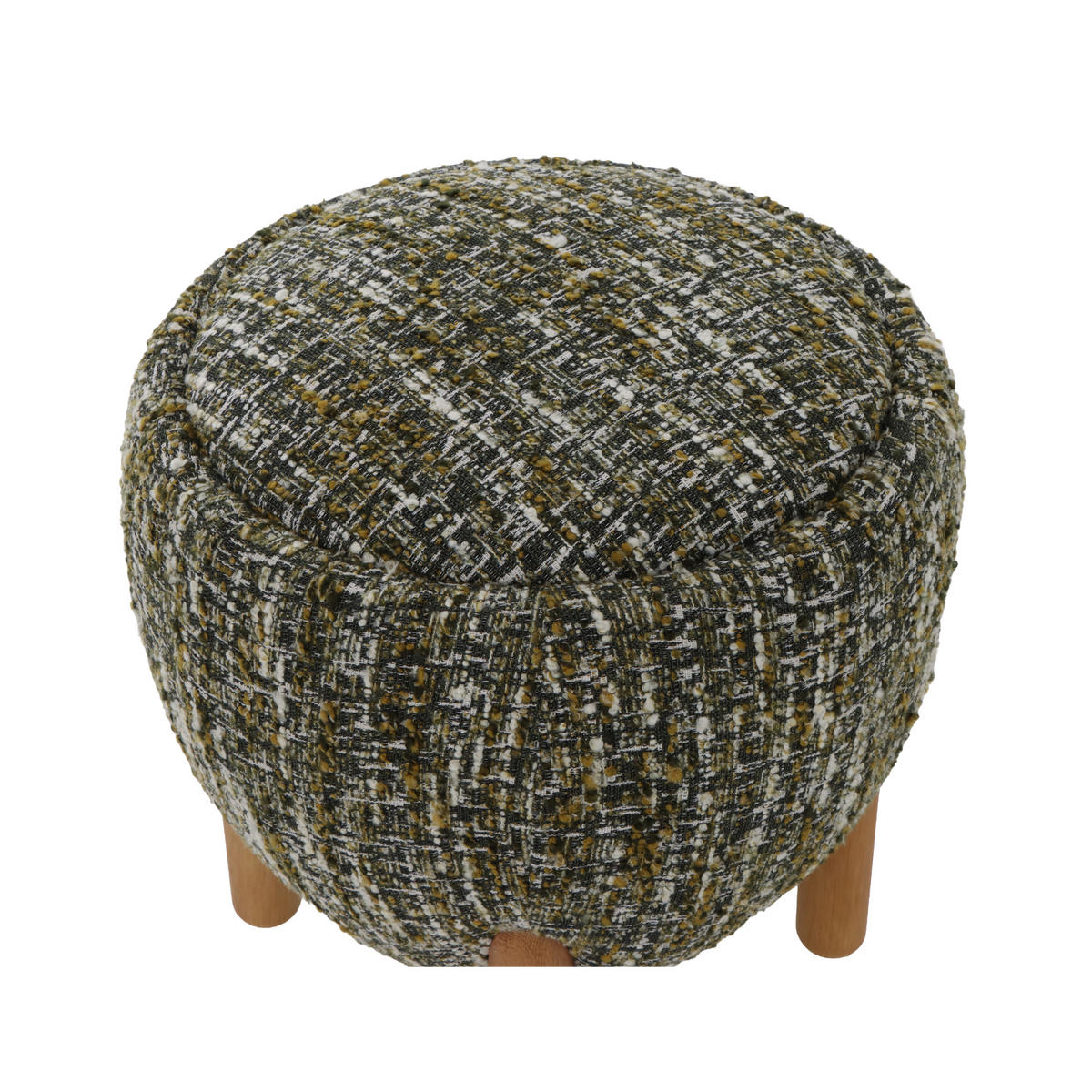 HOCKER Theo, Natur Massiveiche + grüner Stoff - Grün, Holz (45.5/52/45.5cm) - WOODEK