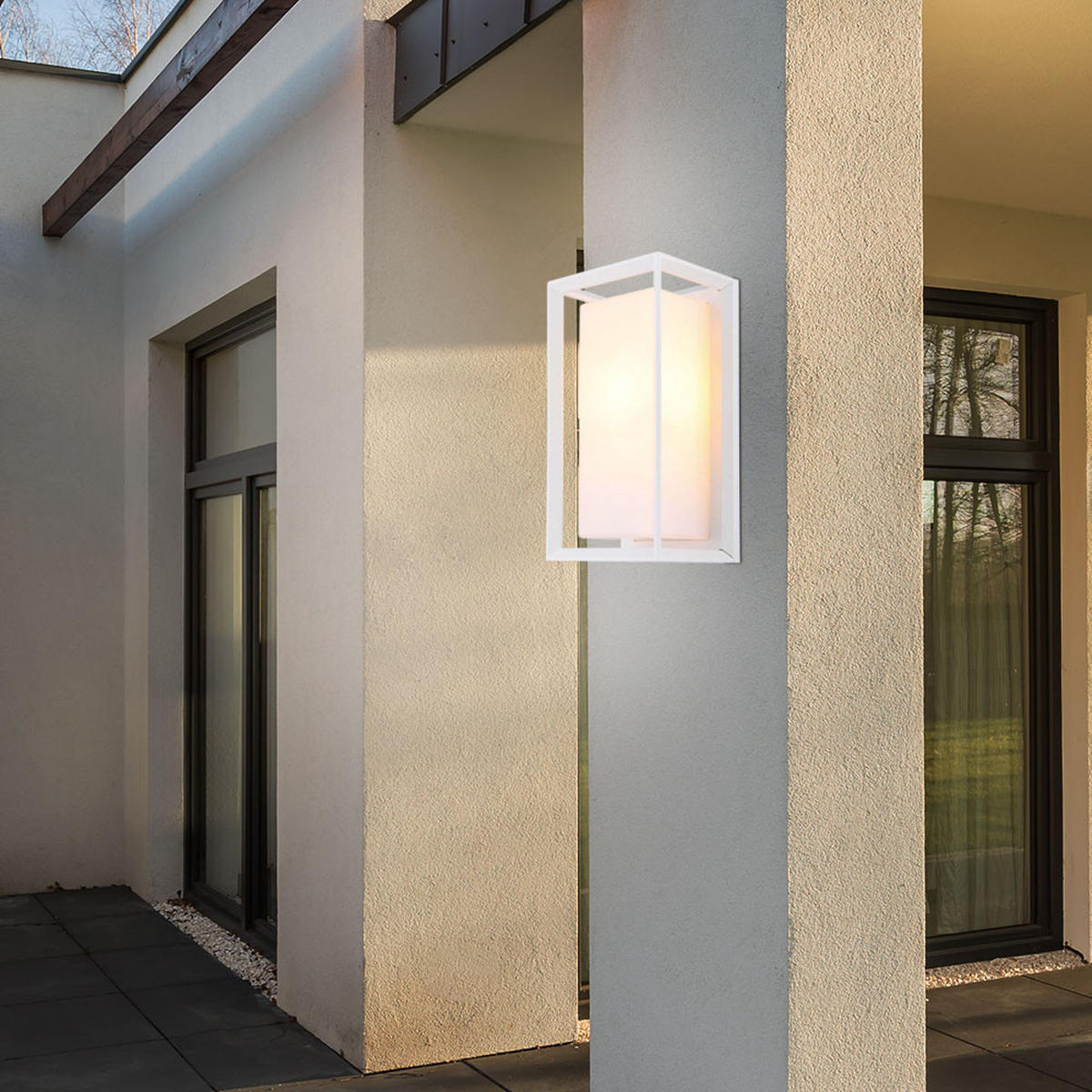AUSSEN-WANDLEUCHTE Aluminium Weiß Matt Satiniert - Weiß, Metall (13/24.8/12.2cm) - Globo Lighting