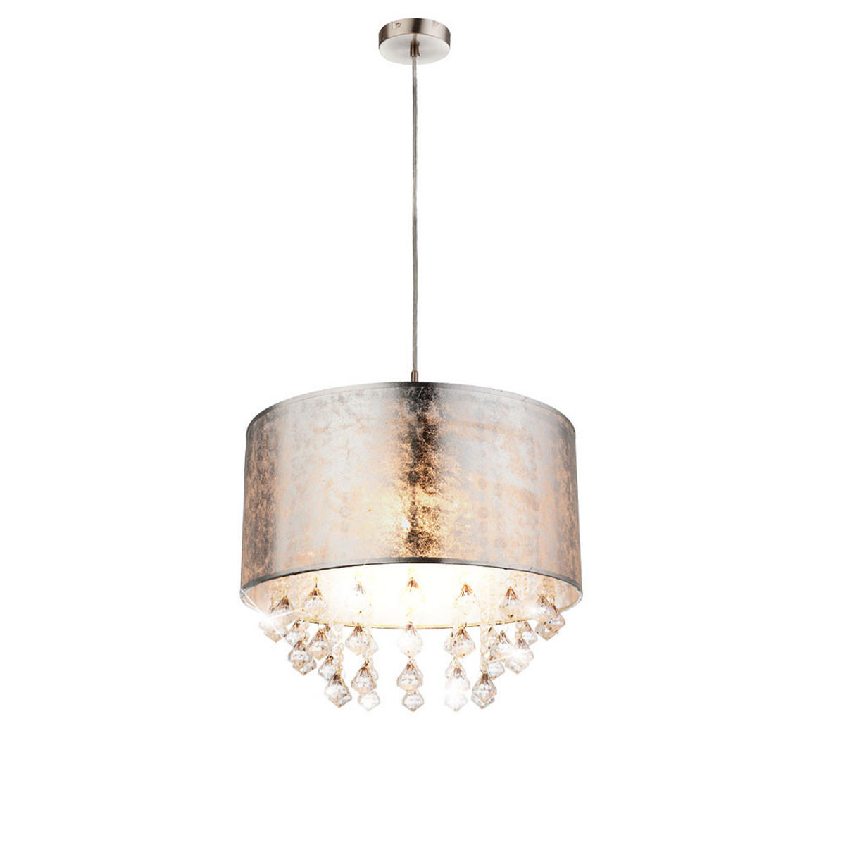 LED HÄNGELEUCHTE AMY Silber Textil - Silberfarben, Metall (40/40/140cm) - Globo Lighting