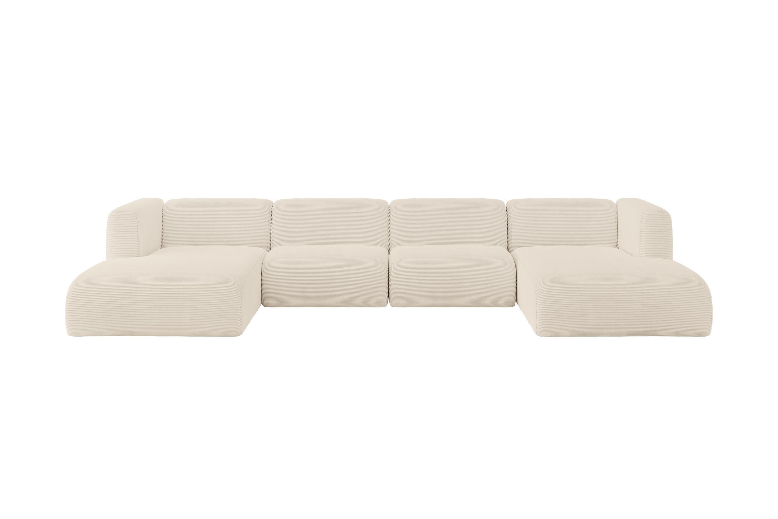 WOHNLANDSCHAFT MIRA-U2 408x179x70 Beige Cord - Sandfarben/Beige, Holzwerkstoff/Kunststoff (408/70/179cm) - ALTDECOR