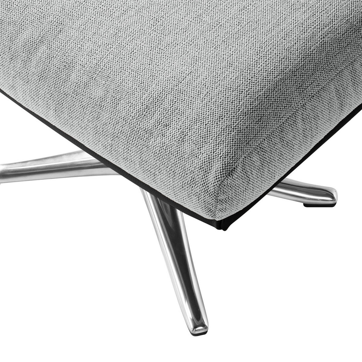 HOCKER mit Kreuzfuß - Chromfarben/Hellgrau, Textil/Metall (54/41/41cm) - home24