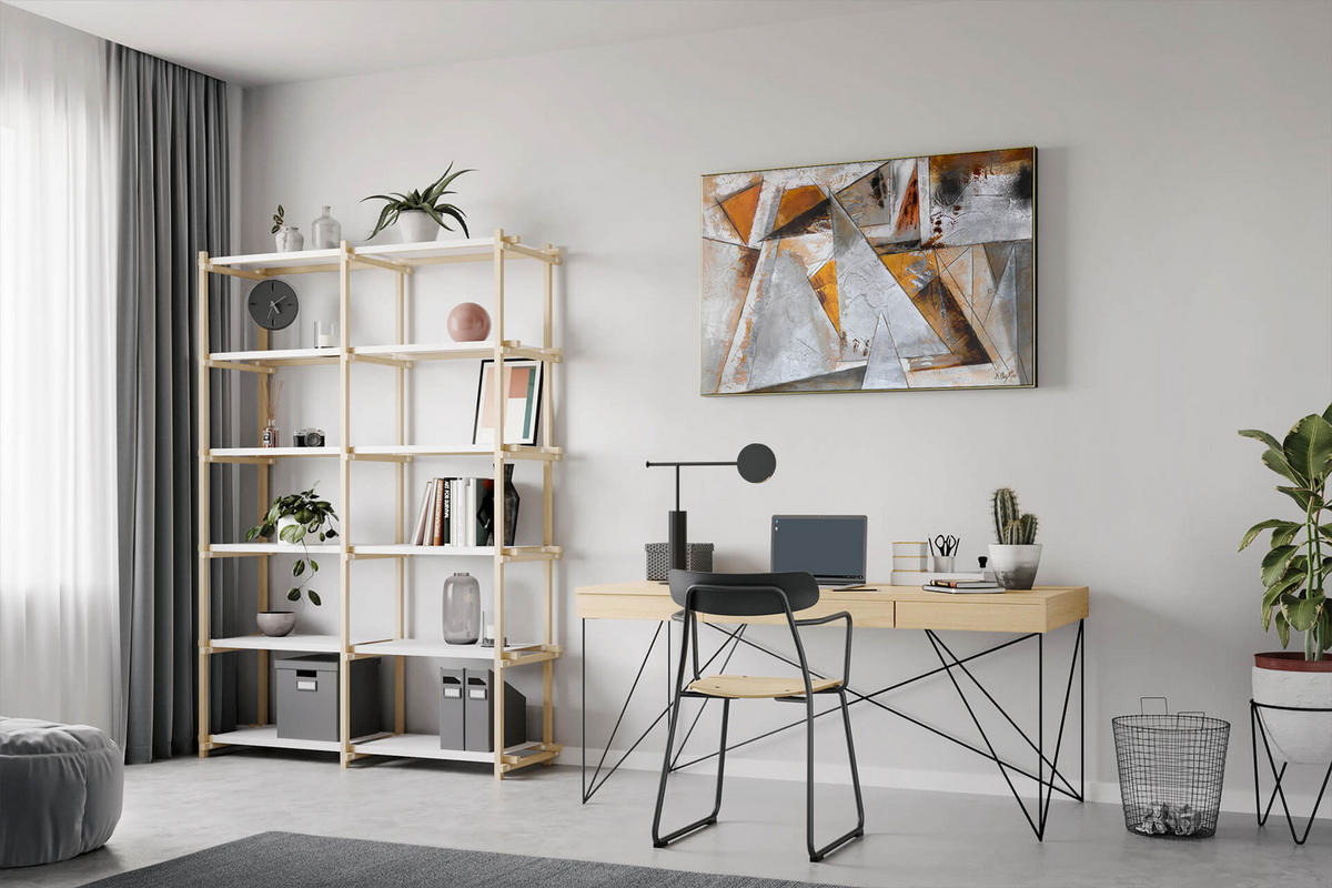 ACRYLBILD HANDGEMALT 120/80 cm - Braun/Grau, Holz/Textil (120/80cm) - KUNSTLOFT