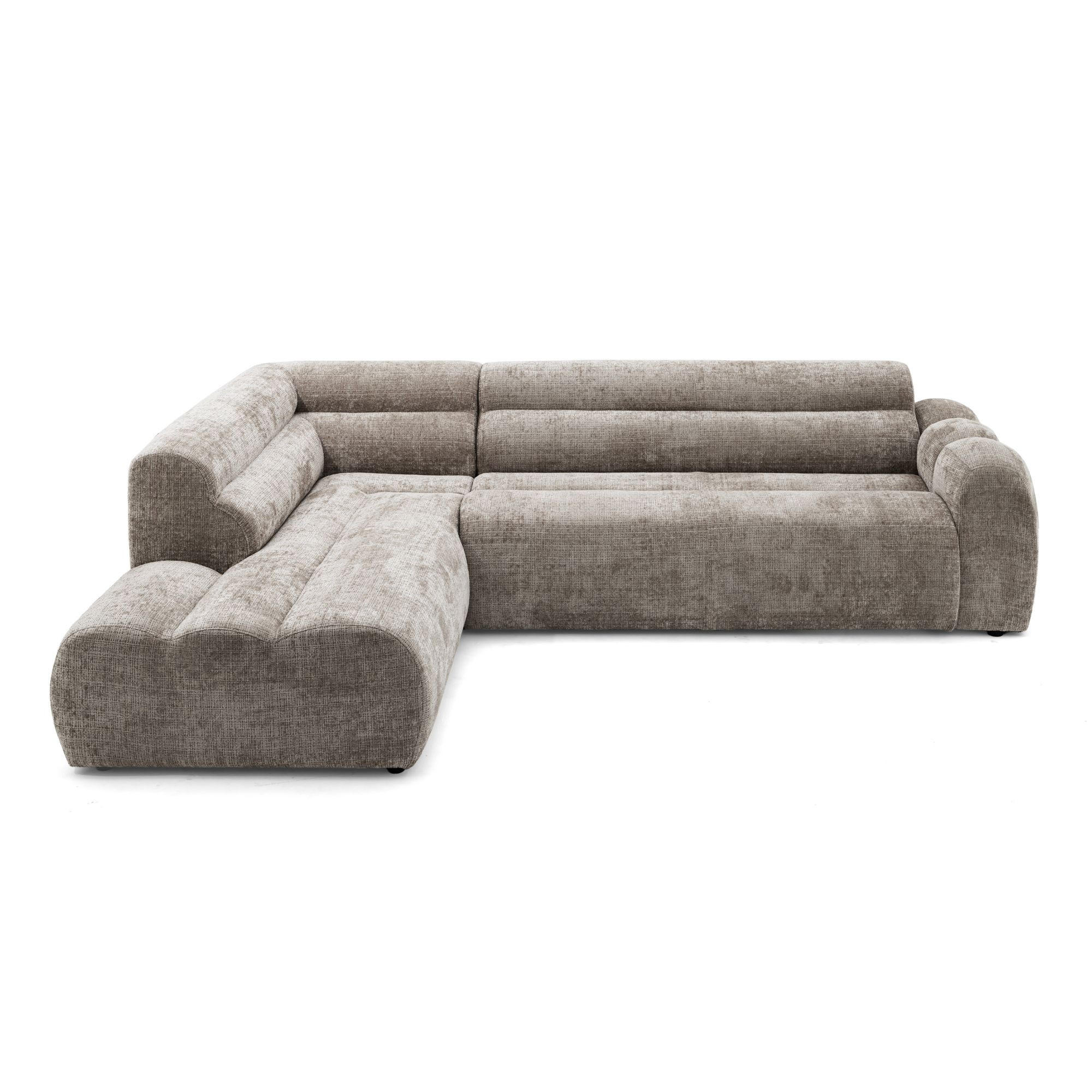 4-SITZER modulares Ecksofa VEER L Links, 283 x 190 cm, Chenille Webstoff Braun - Schwarz/Braun, Holz/Kunststoff (283/190cm) - Muffo