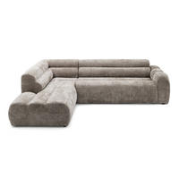 4-SITZER modulares Ecksofa VEER L Links, 283 x 190 cm, Chenille Webstoff Braun - Schwarz/Braun, Holz/Kunststoff (283/190cm) - Muffo