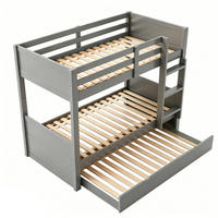 ETAGENBETT 90/200 cm DE-32580 3-in-1 mit Ausziehbett und Geländer Grau - Grau, Holz (90/200cm) - ComfortXL