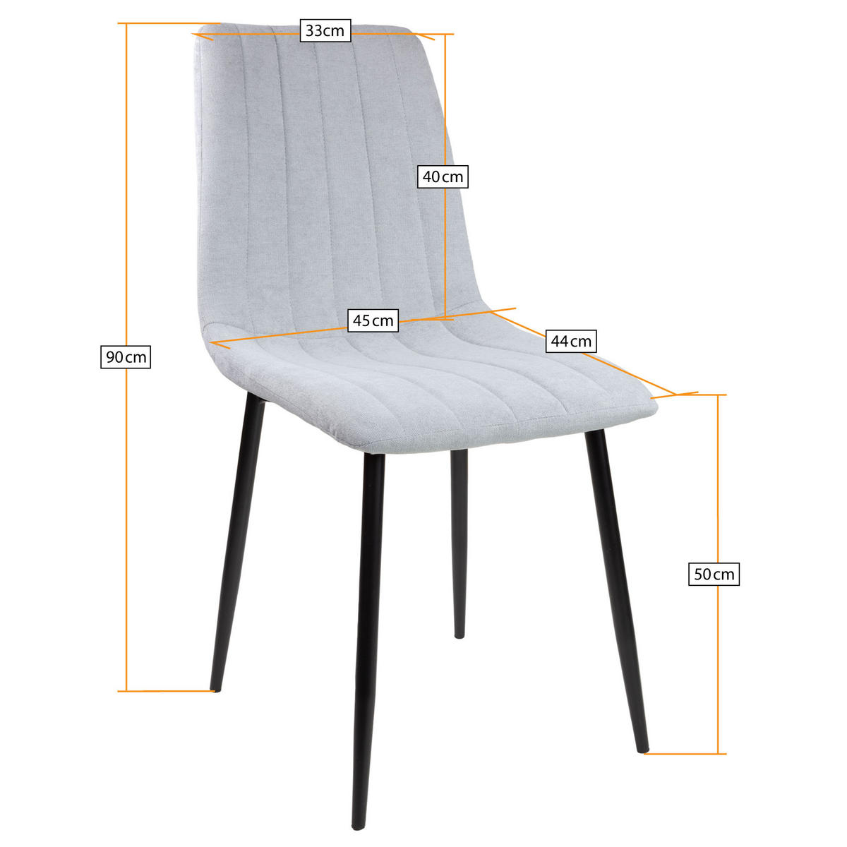 STUHL GARDA Stoffbezug Metallbeine 4er Set Braun - Braun, Textil/Metall (45/90/44cm) - Albatros