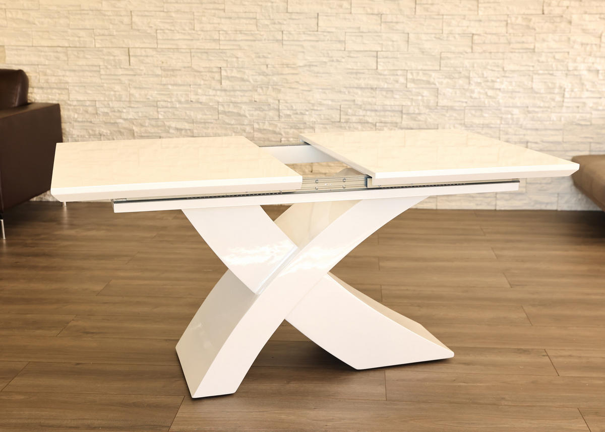 ESSTISCH Nolana 200-240 cm - Weiß Hochglanz, Holzwerkstoff (200/100/76cm) - Sedex
