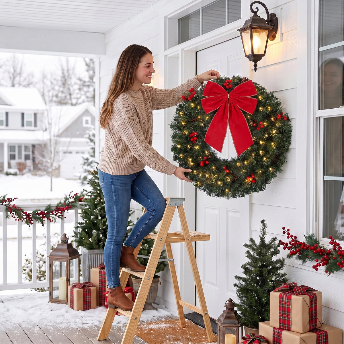 WEIHNACHTSKRANZ PVC Stahl Grün - Grün, Kunststoff (60/12/60cm) - HOMCOM