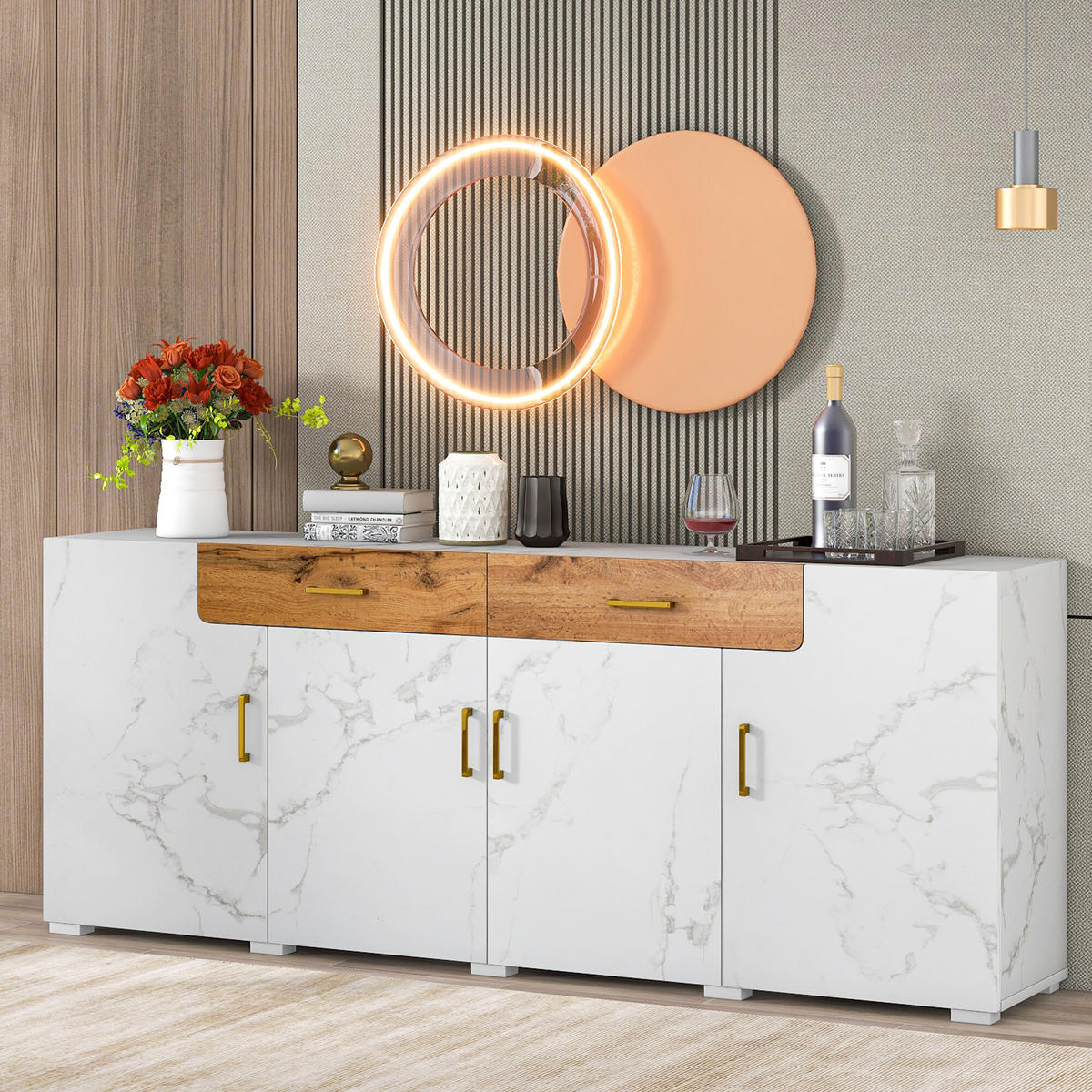SIDEBOARD Weiß 208/39,5/80 cm - Weiß, Holzwerkstoff (39.5/80/208cm) - Urban Meuble