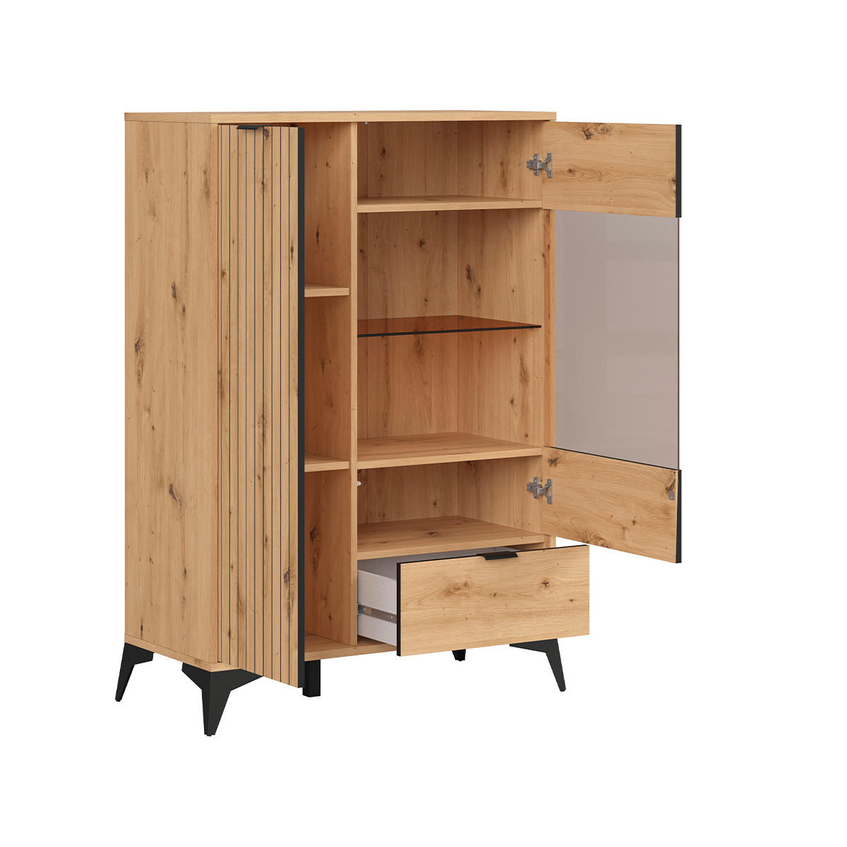 VITRÍNA Mao Dřevo - hnědá, kompozitní dřevo (90/133/41cm) - Petits-meubles