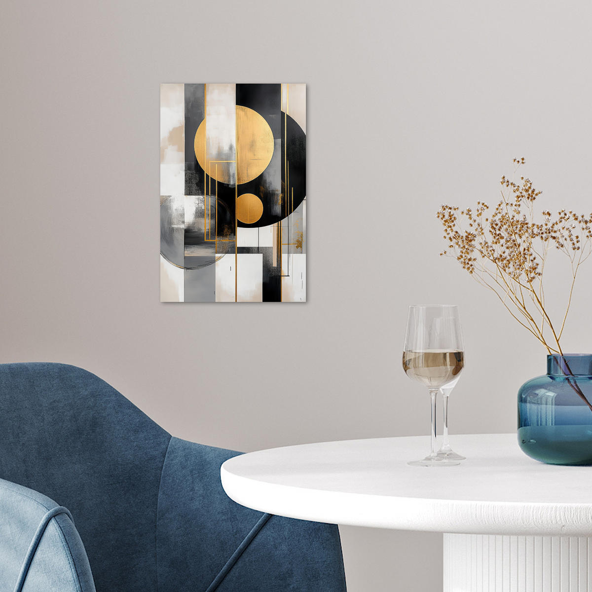 POSTER Abstrakt - Gold - Silber - Formen - Ästhetisch - Modern 20x30 cm - Goldfarben, Papier (20/30/0.1cm) - MuchoWow