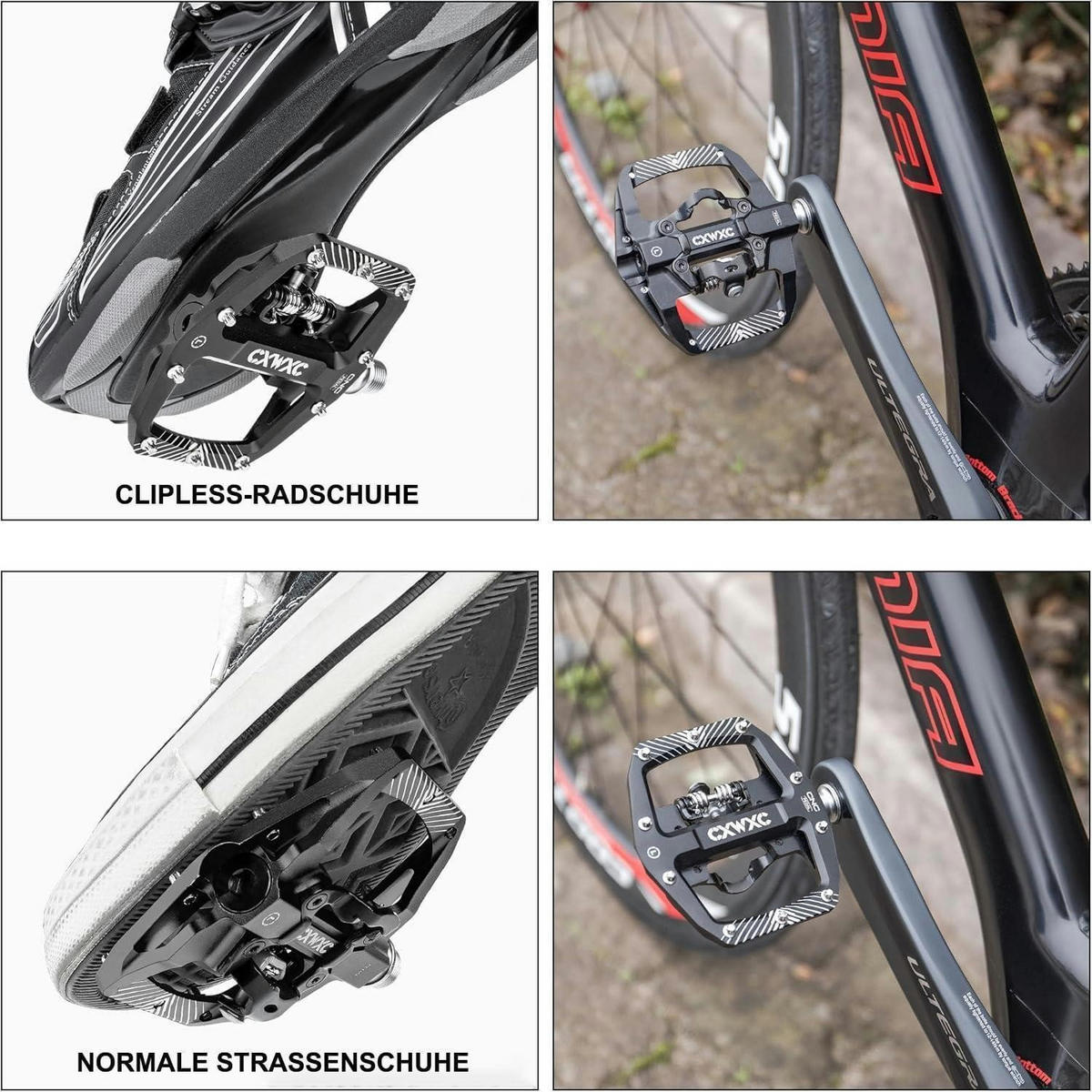 FAHRRADPEDALE mit 3 Lagern, Aluminium, Schwarz - Schwarz, Metall (10/1.5/11cm)