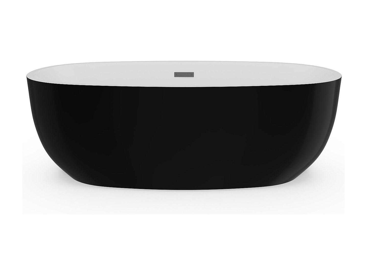 BADEWANNE - 170 cm x 80 cm - acryl - schwarz Nica - Schwarz, Kunststoff (170/58/80cm) - Vente-Unique