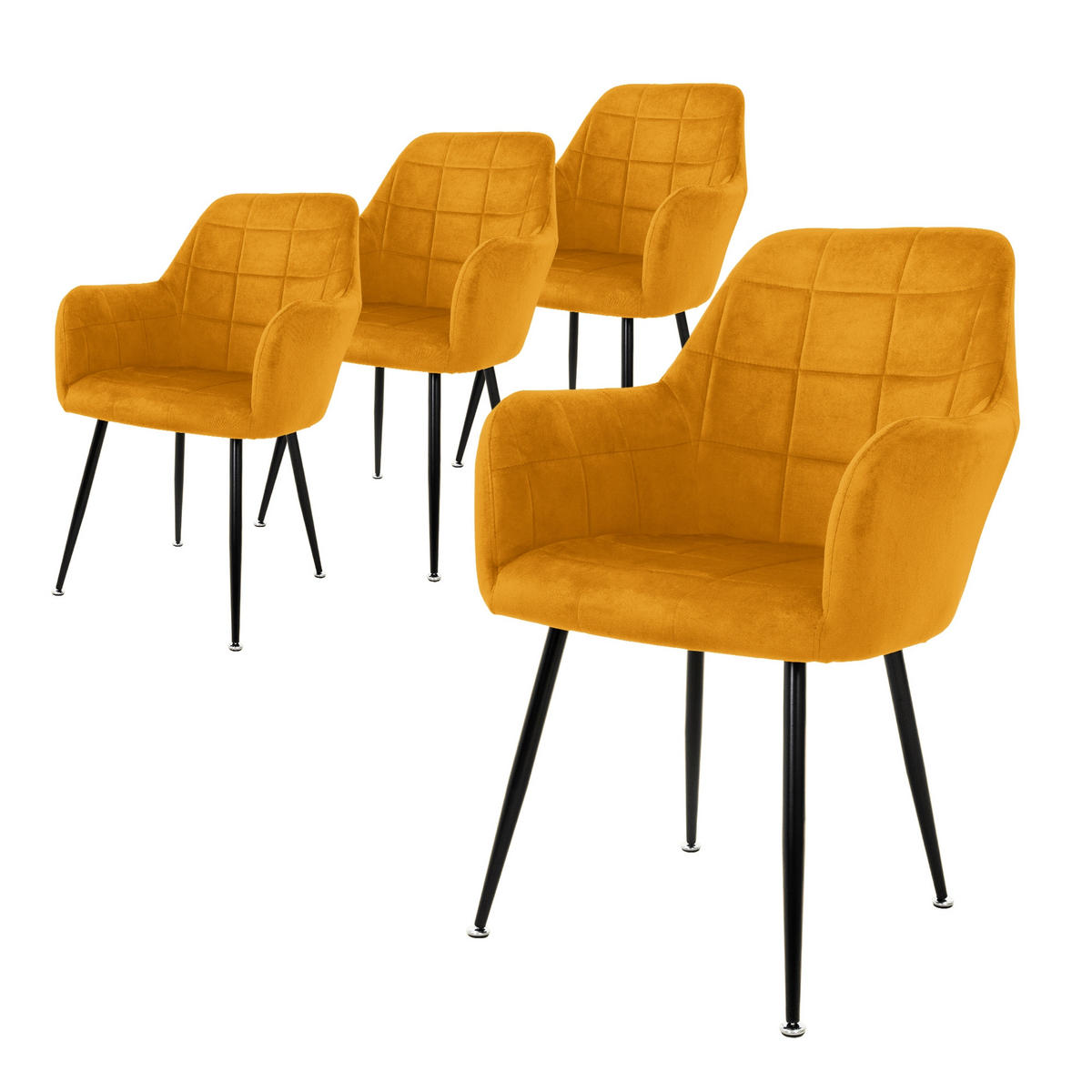 ESSZIMMERSTUHL Samt Gelb 4er Set - Gelb, Textil (60/84/58cm) - ML-DESIGN