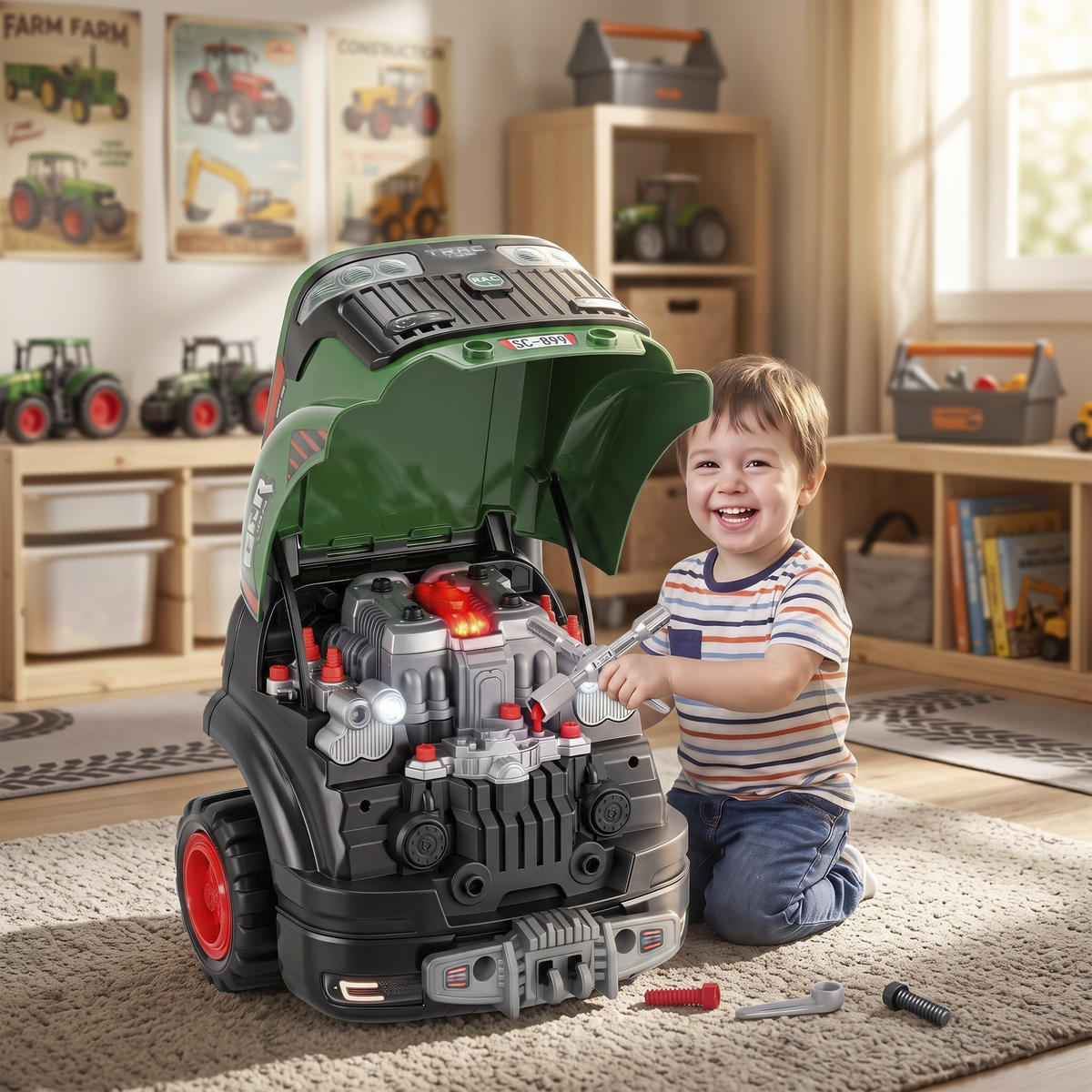 KINDER-MOTORSPIELZEUG Kunststoff Grün - Grün, Kunststoff (42/47/42cm) - AIYAPLAY