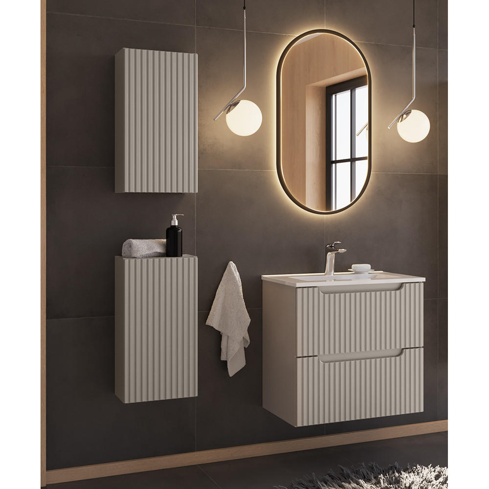 BADMÖBEL-SET 4-TLG. Newport-56 - Beige, Holzwerkstoff (120/200/40cm) - Lomado