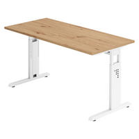 SCHREIBTISCH Serie-O (Mini) 67,2/140/74 cm in Wildeiche/Weiß - Wildeiche/Weiß, Holzwerkstoff (67.2/140/74cm) - bümö
