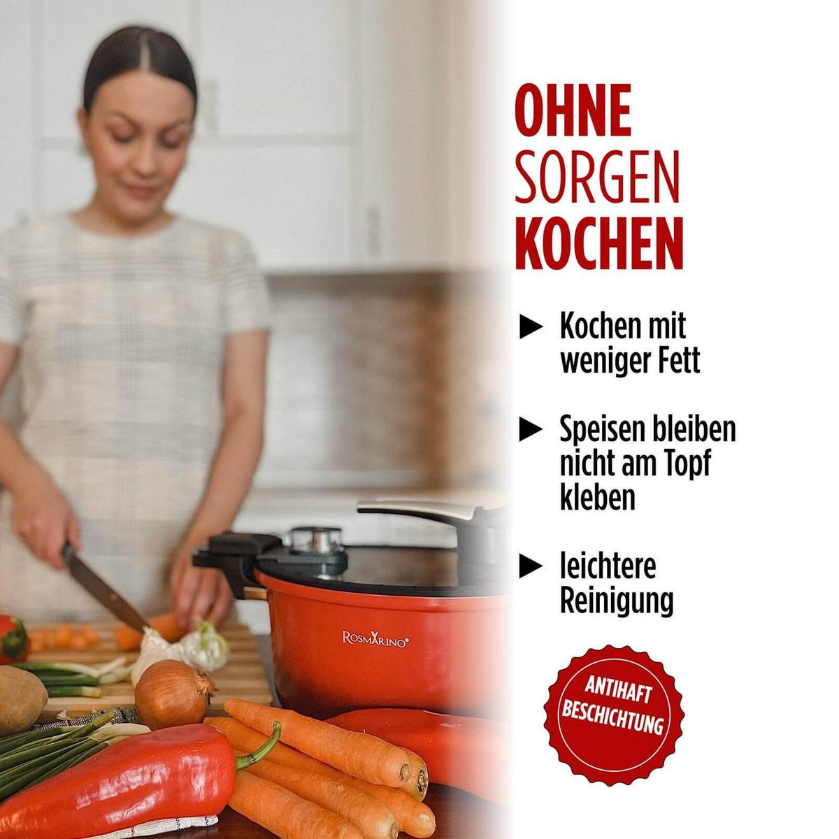 KOCHTOPF ROSMARINO Aluminium - Rot, Metall (24cm) - Rosmarino