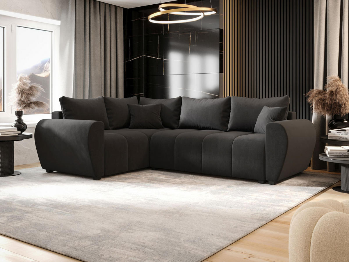 ECKSOFA MOLISA L PLUS Itaka 27 Links mit Schlaffunktion - Dunkelgrau, Textil (235/175cm) - Bedante