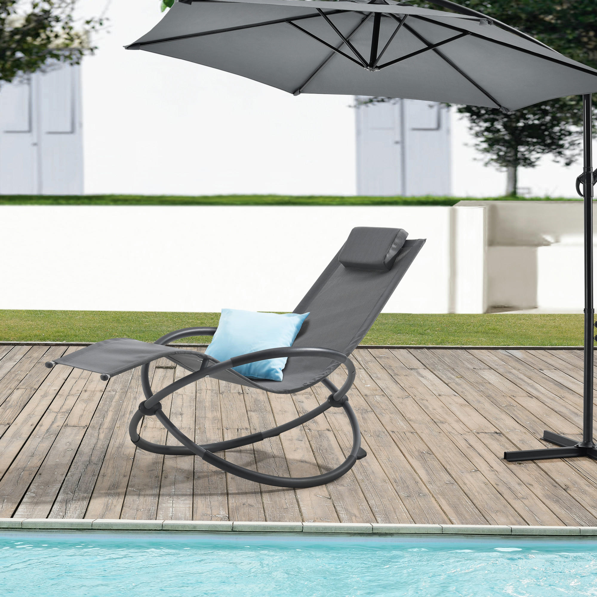 SCHAUKELLIEGE Pulsano - Dunkelgrau, Metall (166/86/74cm) - [en.casa]