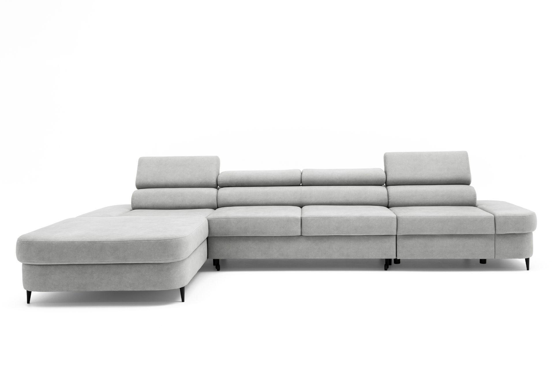 ECKSOFA JAZZ MAXI Links mit Schlaffunktion 125x195 Velours Grau - Schwarz/Grau, Holz/Textil (350/203cm) - Muffo