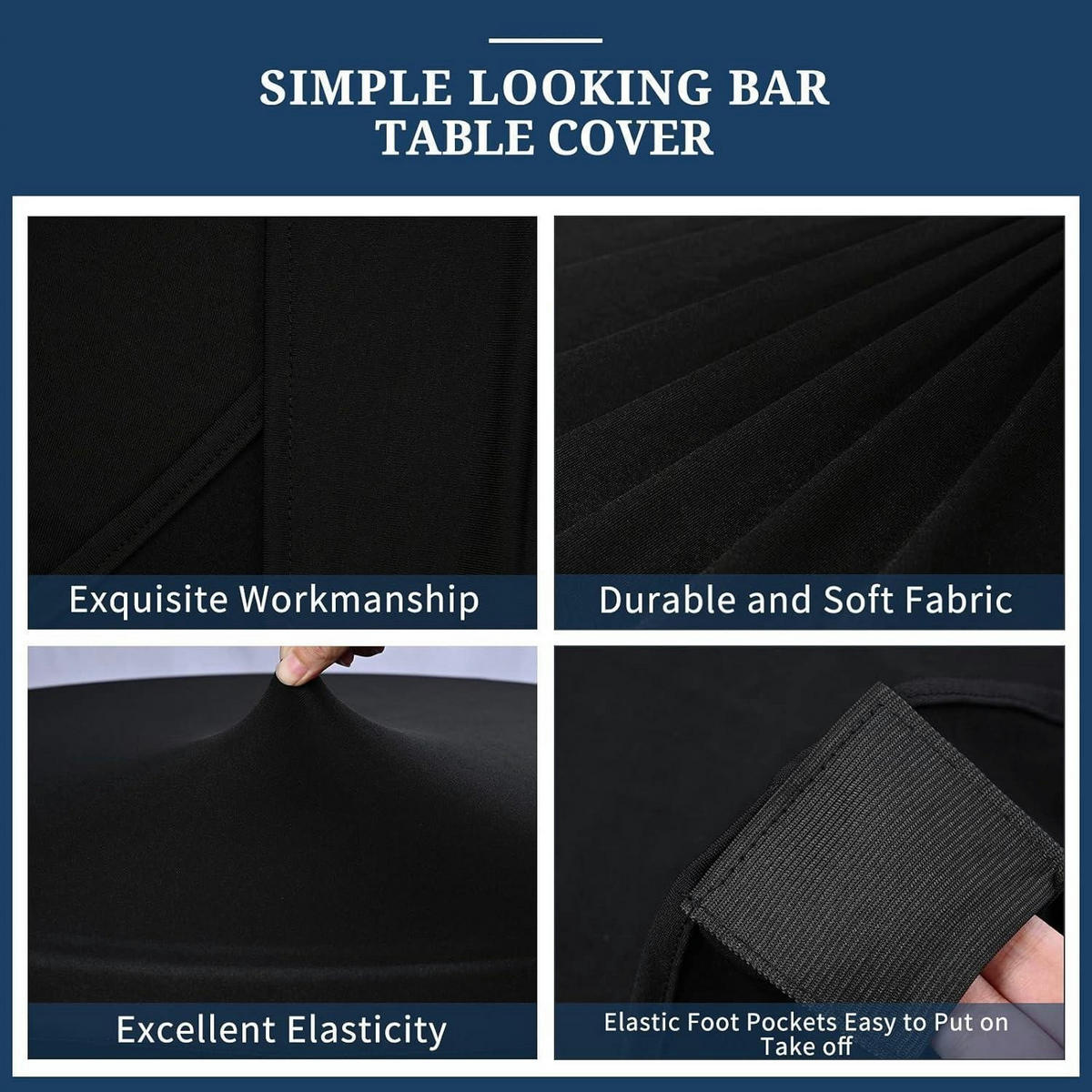 STEHTISCHHUSSE 3er-Set Schwarz 60 x 110 cm - Schwarz, Textil (60/110cm)