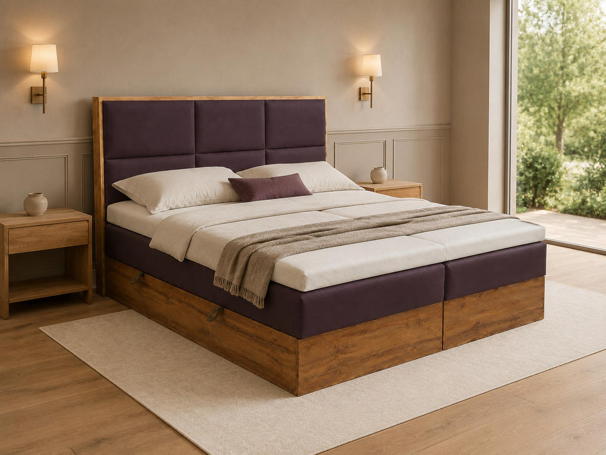 BOXSPRINGBETT Loly 140x200 cm H4 Taschenfederkern Walnussfarben - Walnussfarben, Textil (140/200cm) - KS Home Concept
