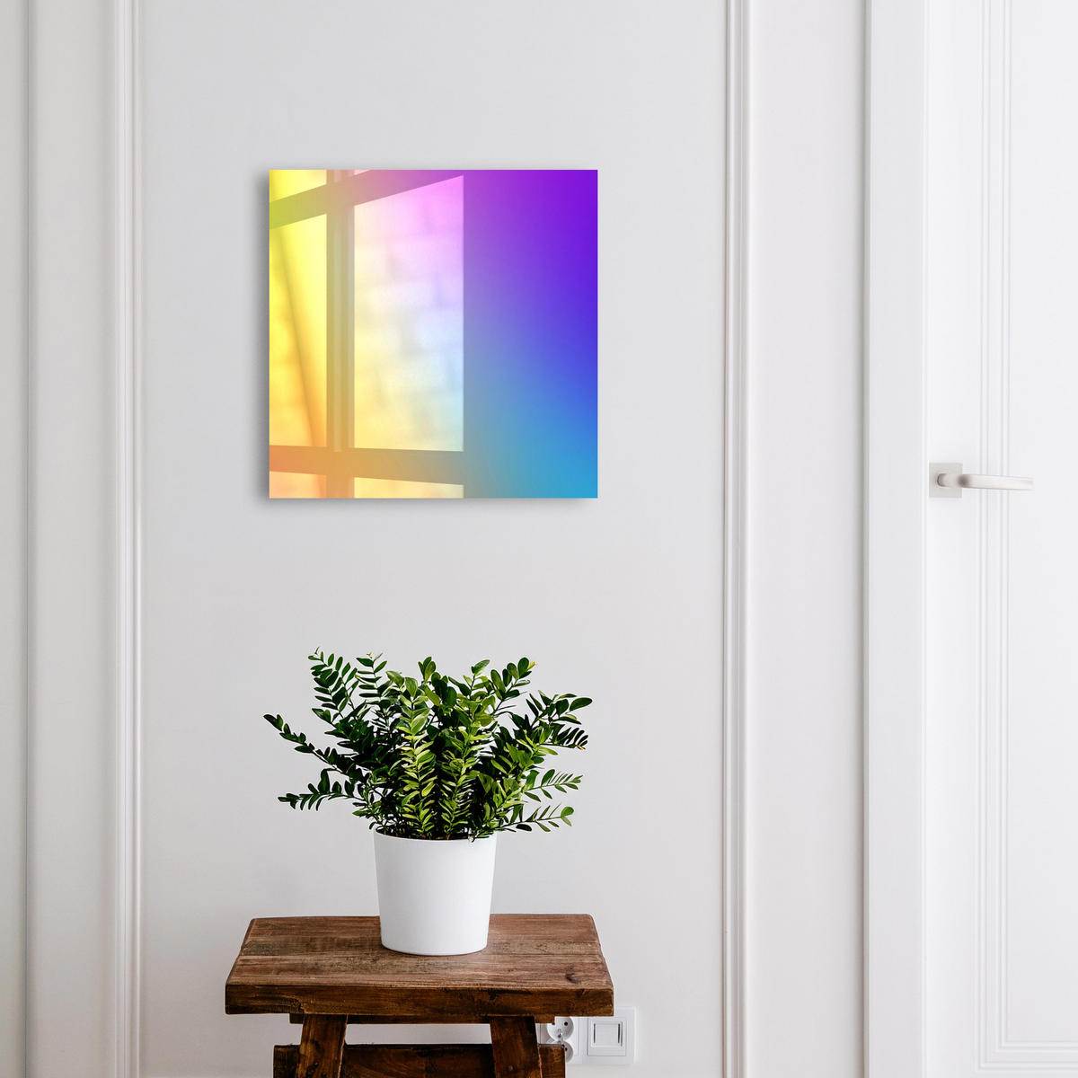 SCHLÜSSELBOX Weiß 30x30 cm – Türöffnung nach rechts - Farbverlauf - Gelb, Metall (30/30/5cm) - TULUP