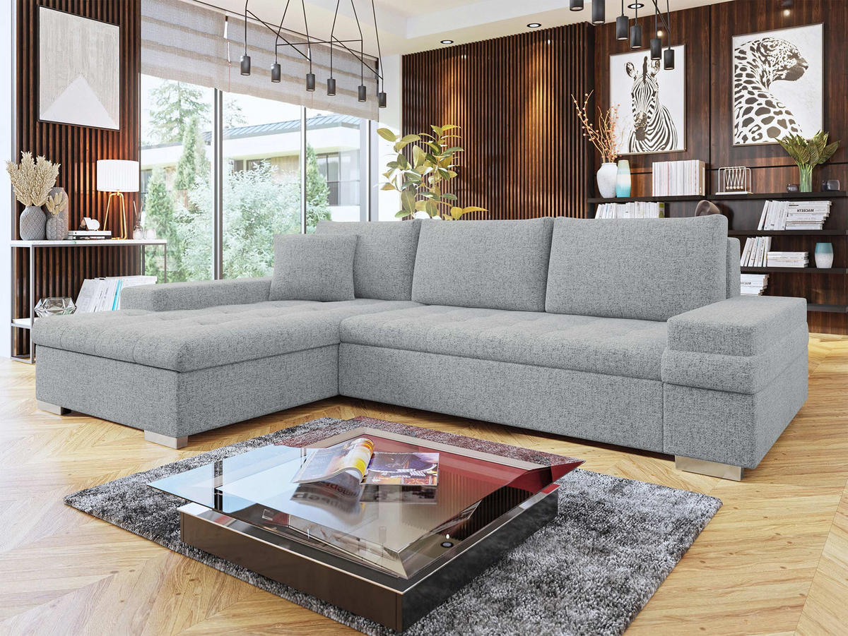 ECKSOFA Bangkok Mini Premium - Chromfarben/Silberfarben, Holz/Textil (274/182cm) - MIRJAN24