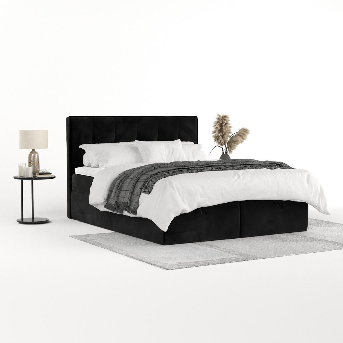 BOXBETT Tivra 180/200 cm Schwarz im Kronos Stoff - Schwarz, Holz/Holzwerkstoff (180/200cm) - AltaBeds