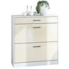 SCHUHSCHRANK Elvas Front in Creme Hochglanz - Creme, Holzwerkstoff (89/95.5/27cm) - Vladon