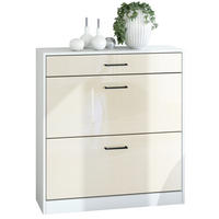 SCHUHSCHRANK Elvas Front in Creme Hochglanz - Creme, Holzwerkstoff (89/95.5/27cm) - Vladon
