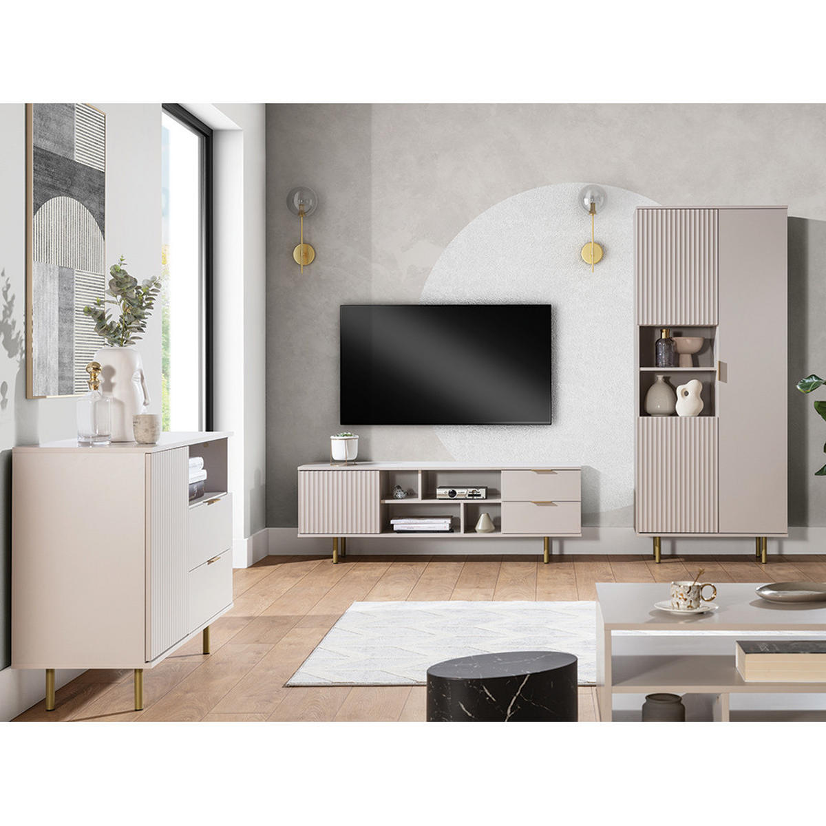 KOMMODE Nador-132 - Beige, Holzwerkstoff (107/80/41cm) - Lomado