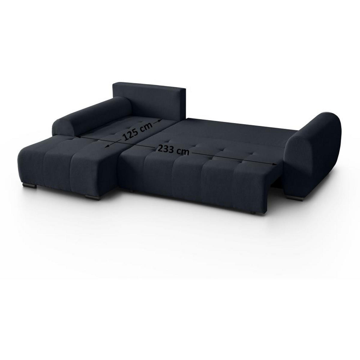 ECKSCHLAFSOFA Diana mt Bettkasten schwarz links - Schwarz, Textil (255/175cm) - Beautysofa