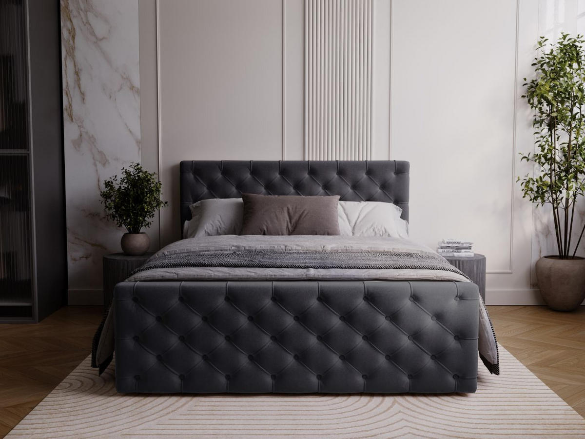 BOXBETT Montego 160x200 Dunkelgrau - Dunkelgrau, Holz/Textil (160/200cm) - Graingold