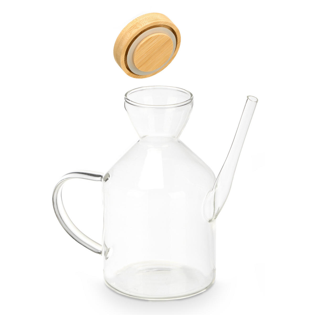 ÖLFLASCHE mit Bambusdeckel Intra 600 ml 16/8,8/16,5 cm - Transparent, Glas (8.8/16.5/16cm) - Vivalto