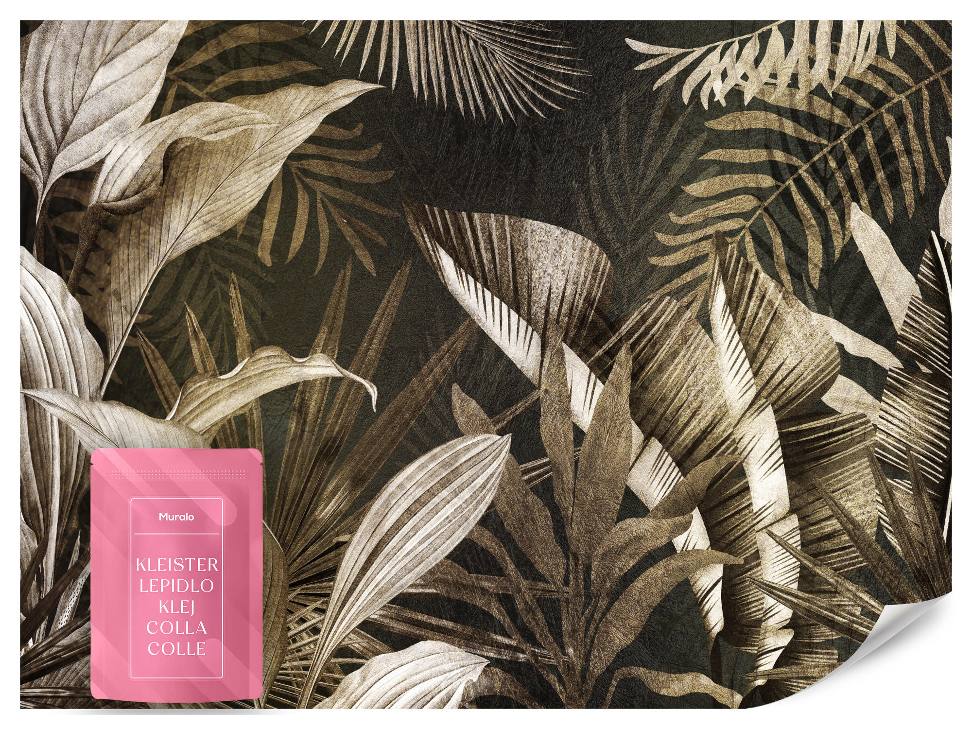 FOTOTAPETE tropische Blätter Pflanzen Retro 250x175 - Beige/Grau, Papier (250/175cm) - Muralo