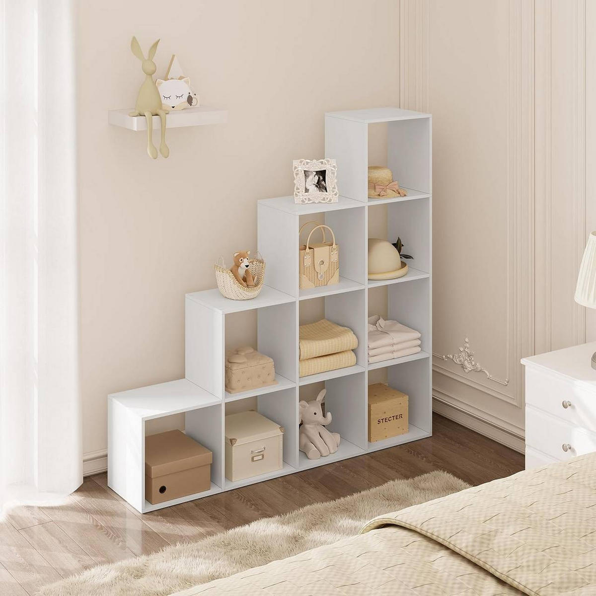 REGALE Bücherregal mit 10 Fächern, 136x29x136cm, Weiß - Weiß, Holzwerkstoff (136/136/29cm) - Woltu