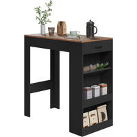 BARTISCH, Küchentisch mit Weinregal,100 x 50 x 100 cm - Dunkelbraun/Schwarz, Holzwerkstoff (50/100/100cm) - Woltu