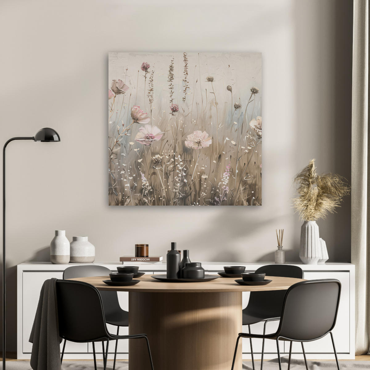 AKUSTIKBILD Blumen - Rosa - Modern - Beige Akustikpaneele 80x80 cm - Beige, Kunststoff (80/80/0.9cm) - MuchoWow