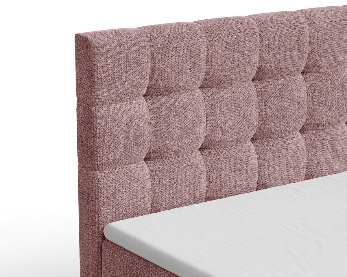 BOXBETT - Bett 05 OSLO - Aragon - 140x200 cm - mit Bettkasten und Komfort-Topper - Rosa, Holz (140/200cm) - ROYAL24_MARKT
